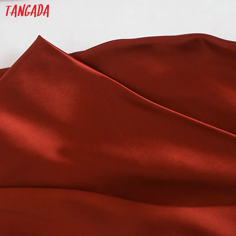 Tangada, женское однотонное красное платье, плиссированное, с бантом, с длинным рукавом, элегантное, для девушек, на год, платья для вечеринок, JE82