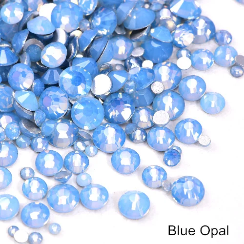 Blue Opal 1000 шт блестящие стразы, стеклянные стразы без горячей фиксации, стразы с плоским основанием, стразы без горячей фиксации, украшения для ногтей Y2802 - Цвет: Blue Opal