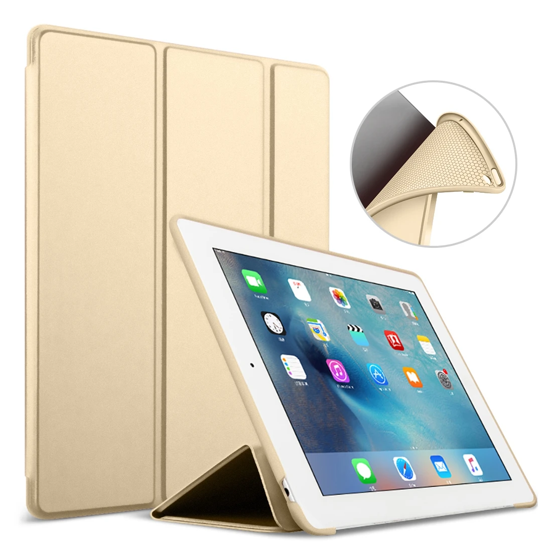 Gold Чехол для iPad 2/3/4, силиконовый мягкий чехол-книжка с функцией автоматического сна/пробуждения из искусственной кожи, умный чехол для iPad 3 4 2, чехол - Цвет: Gold