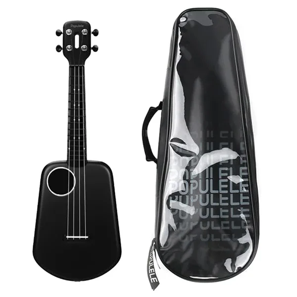 black with bag Populele 2 укулеле светодиодный Bluetooth USB Смарт укулеле ABS гриф углеродная нить укулеле - Цвет: black with bag