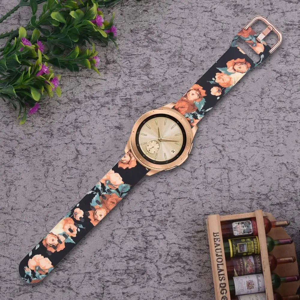 Ремешок силиконовый для Samsung Galaxy watch active 2/42 мм Gear S2 спортивный браслет с принтом