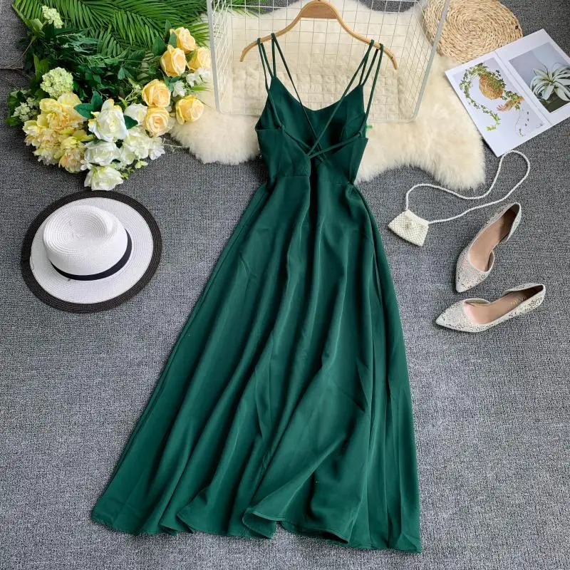 ZQLZ женское летнее пляжное платье 2021 Новинка Макси без Рукавов Черное Vestido Mujer