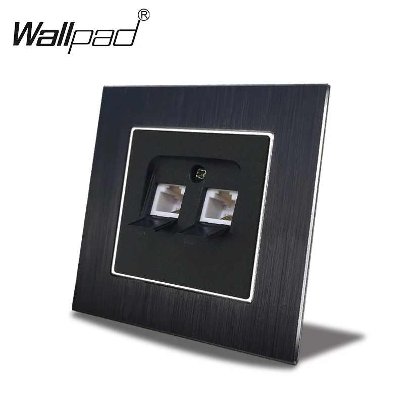 Данных ЕС тел розетки Cat6 Wallpad 110V 240V AC металлическая хромированная рама CAT 6 Кот 3 RJ45