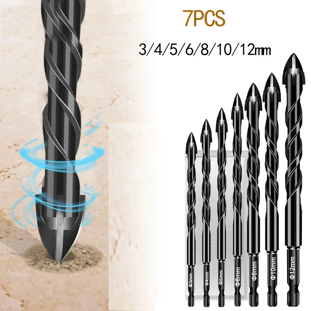 

3mm/4mm/5mm/6mm/8mm/10mm/12mm Cross Tile Bits Glass Ceramic Concrete Hole Opener Alloy Hex Shank Drill Bits