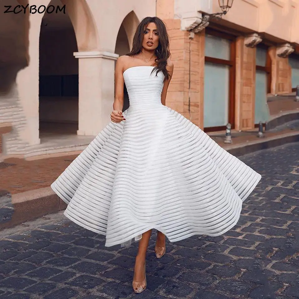 

Ivory A-Line Prom Dress 2023 Women Formal Party Night Vestidos De Gala Elegant Strapless Sleevless Graduation Long Evening Gowns