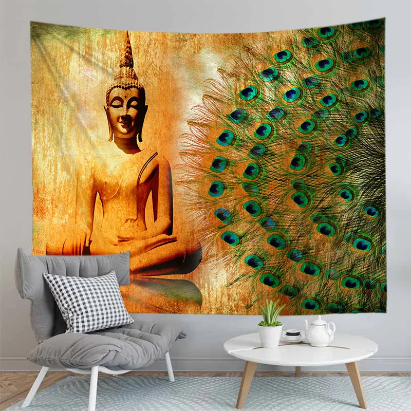 

Buddha Statue Meditation Tapestry Wall Hanging Mandala Tapestries Walls Cloth Psychedelic Yoga Carpet Boho Home Decoration