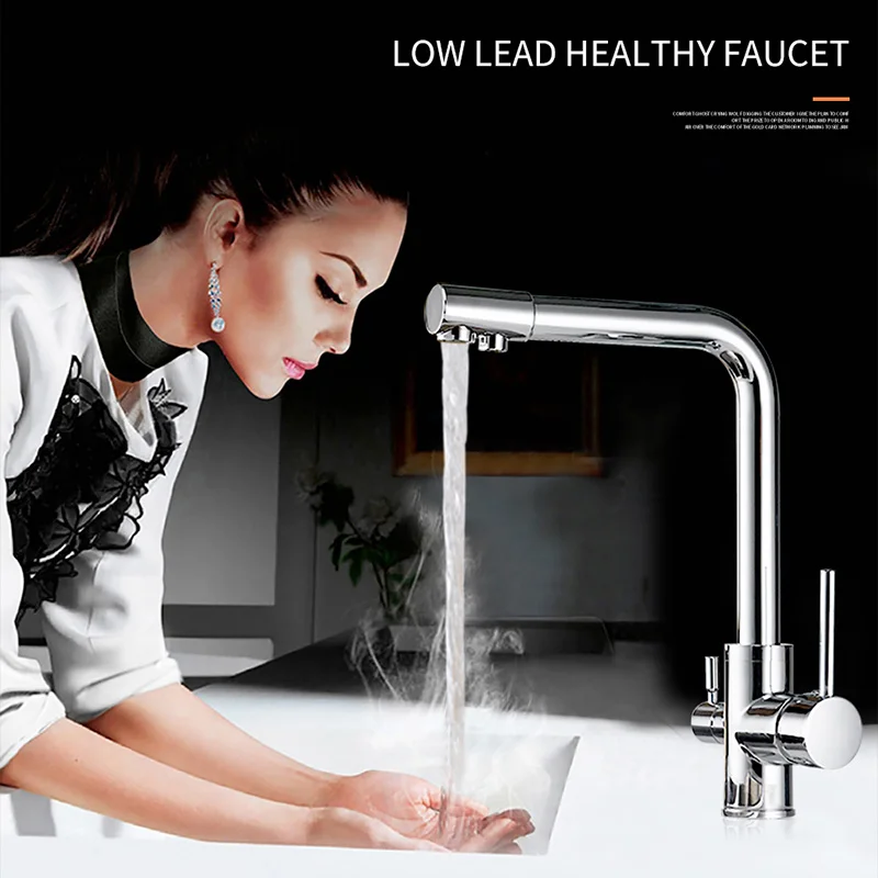 

Filter Kitchen Faucet Drinking Water Black Single Hole Hot Cold Water Purification Features Sinks Deck Mounted Mixer Tap
