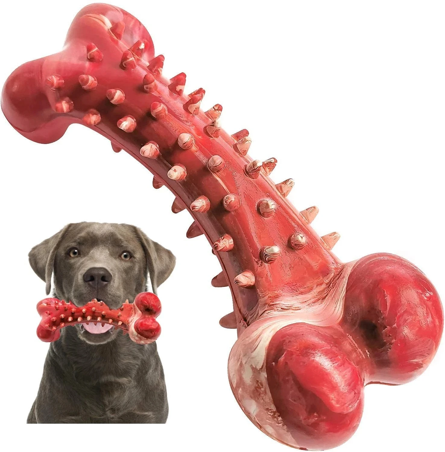 

Dog Chew Toys For Large Medium Dogs Durable Rubber Beef Bone Interactive Toys Teeth Cleaning Pets Dogs Accessories