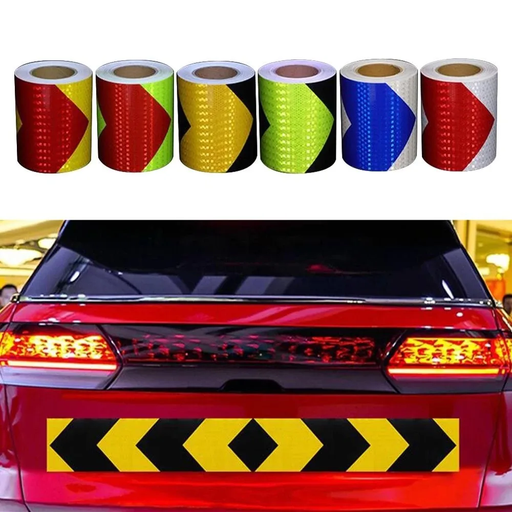 

1pc Reflective Safety Adhesive Tape Outdoor High Visibility Hazard Caution Warning Tape Arrow Reflective Film Sticker Strips