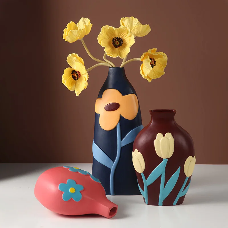 

Home Decoration Nordic Ins Creative Painted Ceramic Vase Ornaments Creative Ceramic Flower Pot Vases Crafts Vintage Gifts