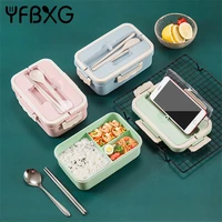 portable lunch box for kids wheat straw bento box microwave food storage container with handle picnic camping kitchen food box