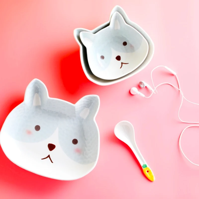 Children Cartoon Dinner Plate Dishes Plates Sets Salad Breakfast Cereal Fruit Bowl Soup Noodle Tableware Spoon | Дом и сад