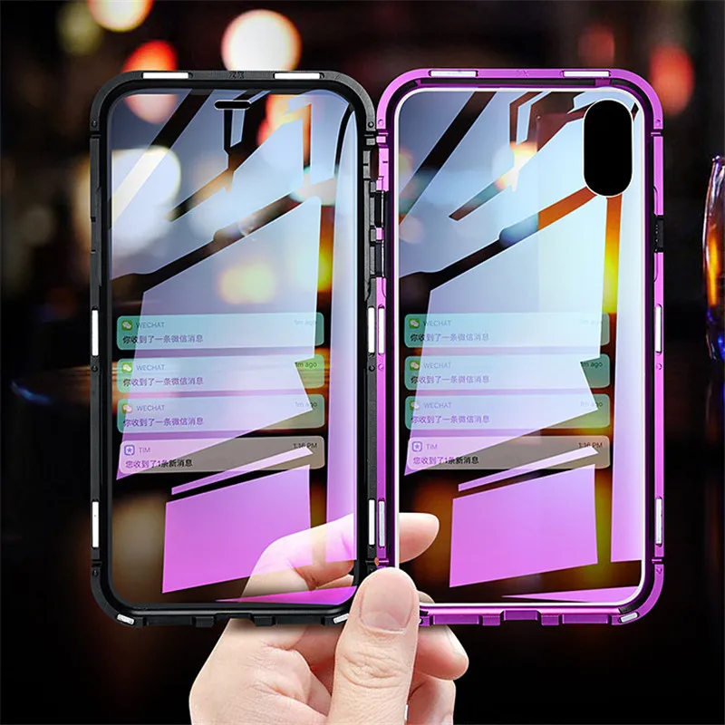 Чехол на весь корпус для iPhone X Xs MAX Магнитный чехол XR 6 6s 7 8 Plus двухсторонний из