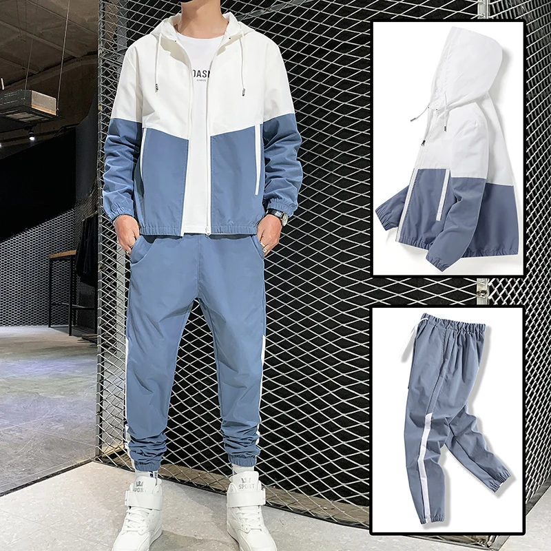 

FAKUNTN Hip-hop Suit Male 2021 New Set Track Suits Sweatsuit Man Tracksuit Mens Sets Pant Zipper Pockets Outwear 2PC Jacket