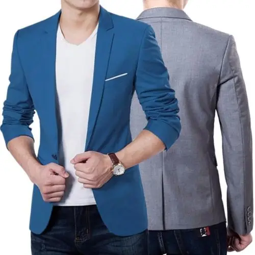

Hot Sale New Arrival Fashion Blazer Mens Casual Jacket Solid Color Cotton Men Blazer Jacket Men Classic Mens Suit Jackets Coats