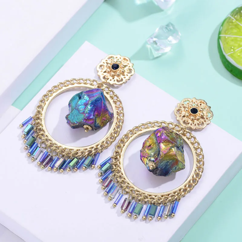 Женские серьги-подвески с крупными камнями Shineland | Украшения и аксессуары