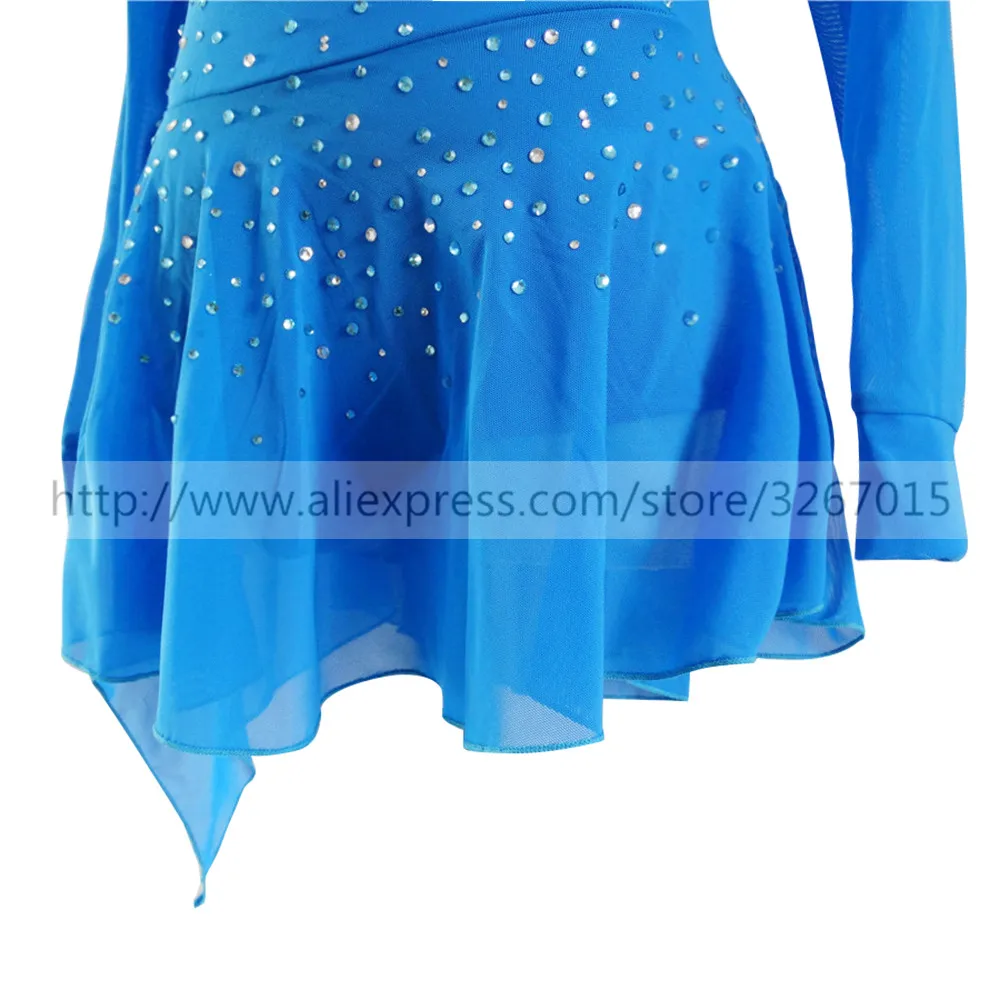 Платье для фигурного катания женщин и девочек платье на коньках аквамарин шелк