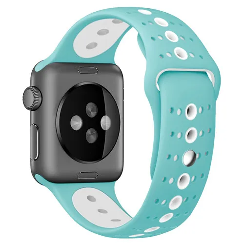 Силиконовый ремешок для apple watch 5 ремешок 44 мм 40 мм iWatch 38 мм 42 мм пористый спортивный ремешок для часов Браслет apple watch 4 3 2 1 38 40 - Цвет ремешка: Qing bai