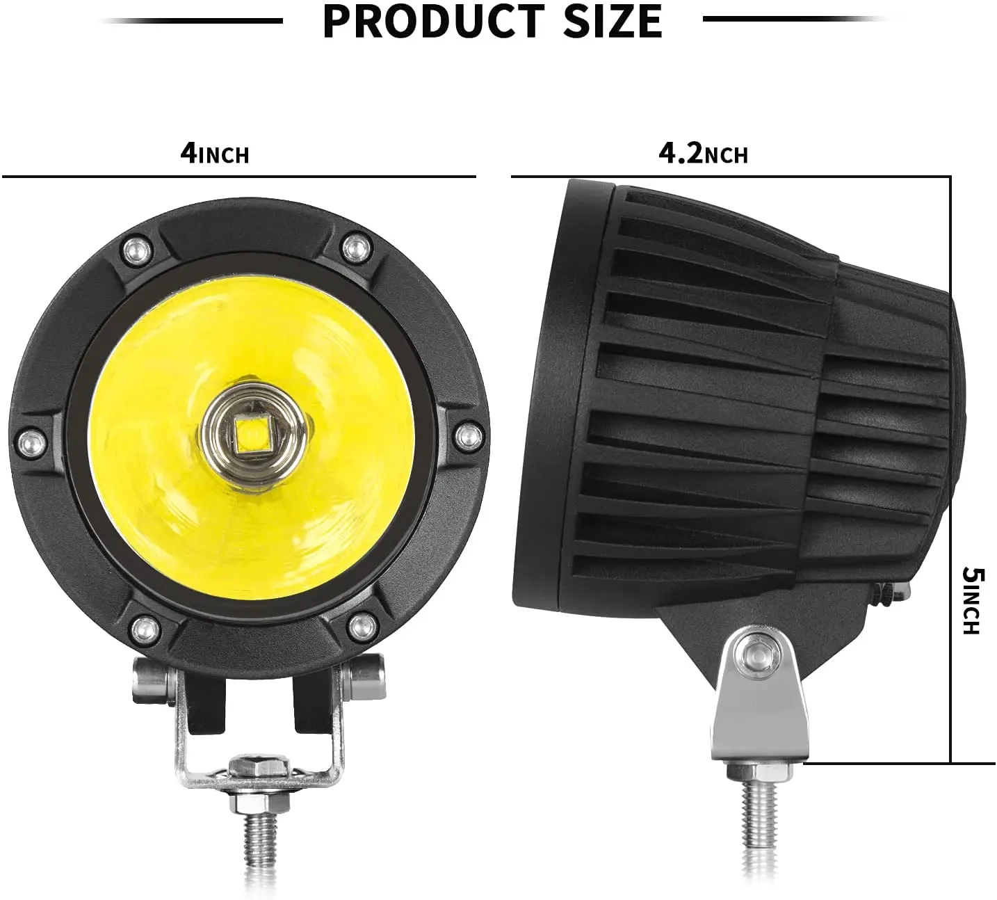 للبيع الأصفر بقعة Led القرون 4 بوصة 50 واط مستديرة العمل القيادة على الطرق الوعرة الضباب مكعب ضوء بار للدراجات النارية UTV شاحنة قارب SUV جرار ATV