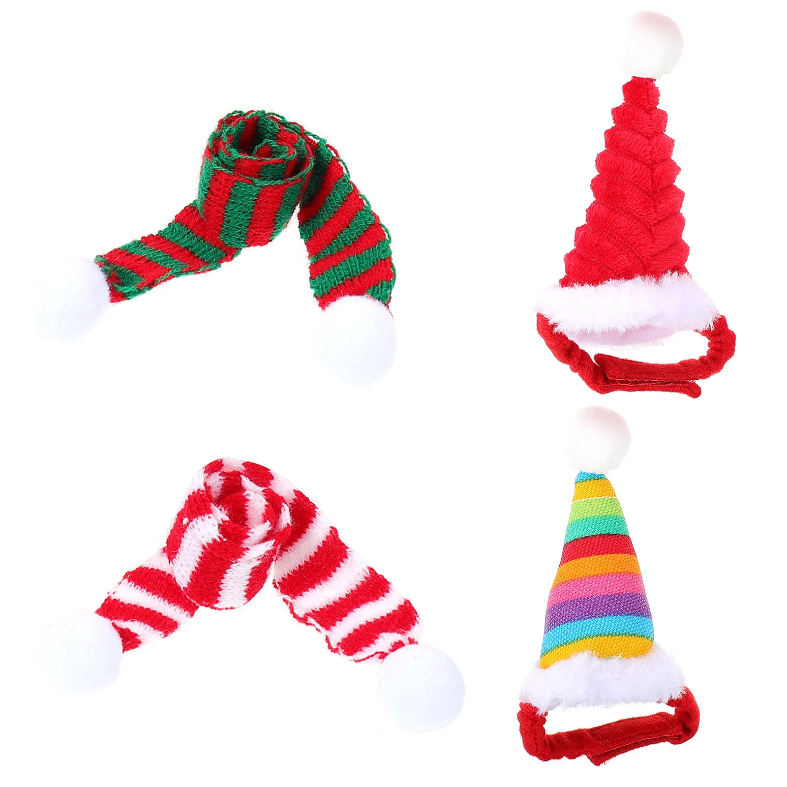 

4pcs Pet Christmas Hats Scarfs Pet Costume Accessories Small Animals Caps