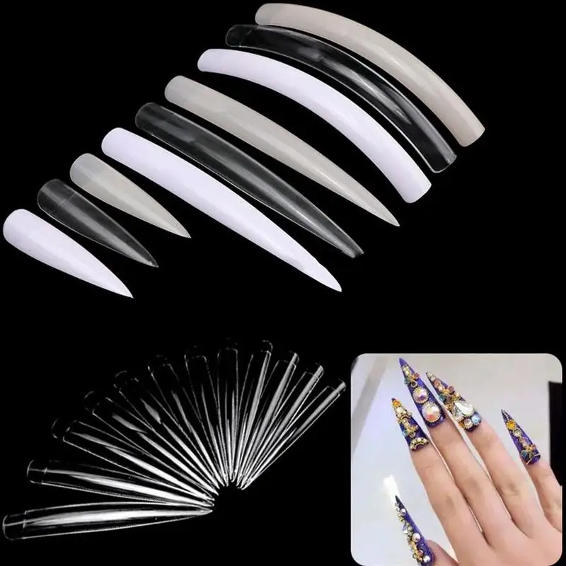 Длинные накладные ногти 10 шт./упак. натуральное/прозрачное покрытие Экстра