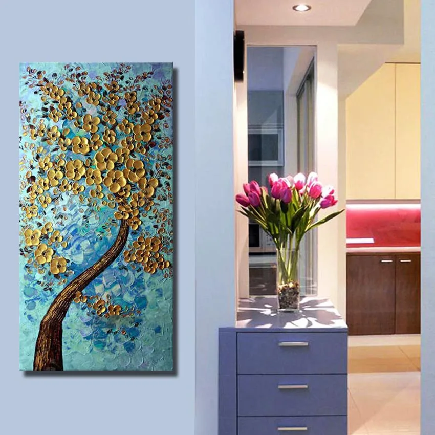 Горячая Распродажа ножей густая масляная Картина на холсте красивые цветы