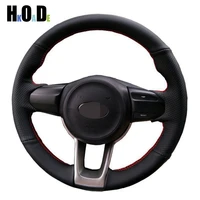 hand stitched black artificial leather car steering wheel cover for kia rio k2 kx cross picanto 2017 2018 morning 2017
