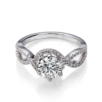 2020 New design double circle inlay moissanite stone woman wedding ring Silver Ring earrings Women Jewelry Серьги кольцо браслет