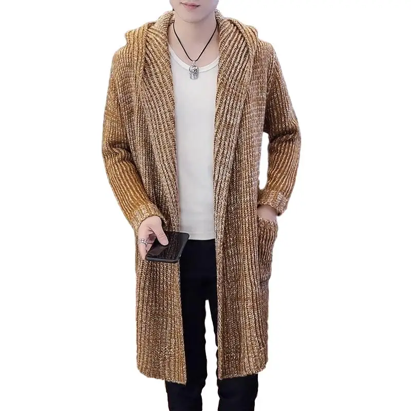 Idopy мужской свитер толстый шерстяной открытый передний обычный длинный стиль с