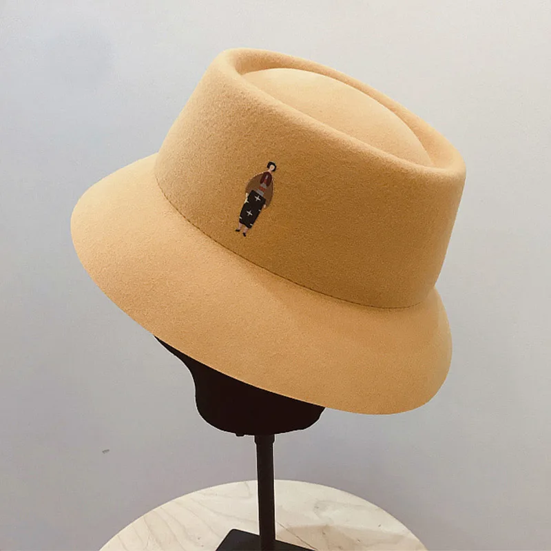 

Шляпа фетровая Женская, осенне-зимняя, однотонная, с широкими полями