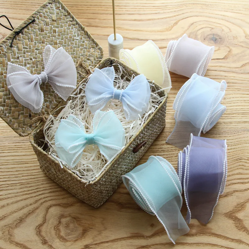 10 Yards 60mm Wide Pearl Fishtail Yarn Wave Organza Ribbon DIY Bow Hair Accessories Material Gift Packing Sewing Fabric 21071301 | Дом и сад