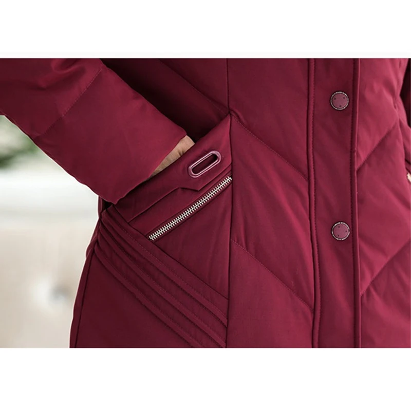 Oversize Winter Down Jacket Middle aged Women White duck down Coat Thicken Hooded Fur collar Outerwear Plus size XL-13XL G739 | Женская