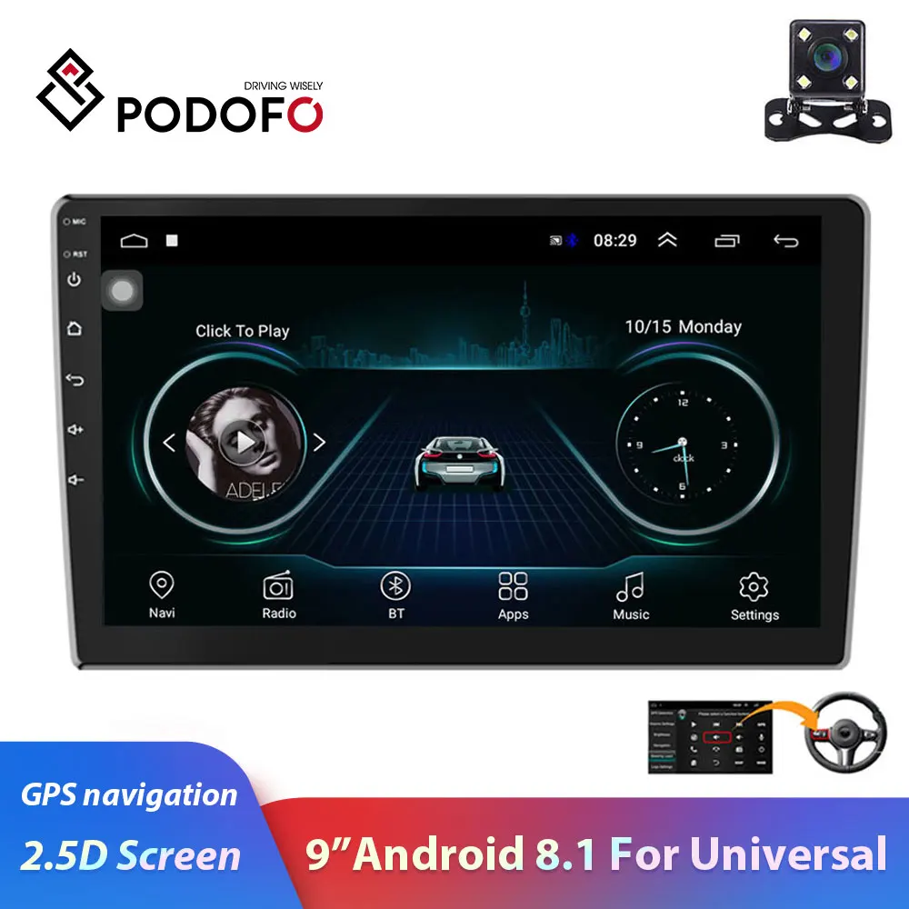Podofo 2din автомобильный радиоприемник " Android 2.5D автомобильный мультимедийный плеер gps навигация Wifi Авторадио MirrorLink 2DIN универсальный автомобильный стерео