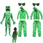 Детский Облегающий комбинезон Zentai со светодиодной маской, Детский костюм на Хэллоуин, худи, штаны, куртка, теплые бархатные костюмы для косплея