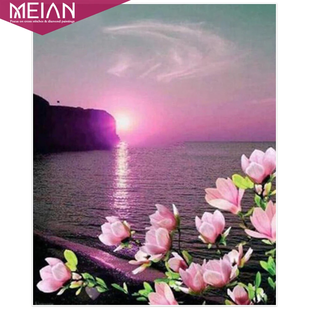 2020 MEIAN морская Алмазная мозаика полная круглая вышивка пейзаж картины для