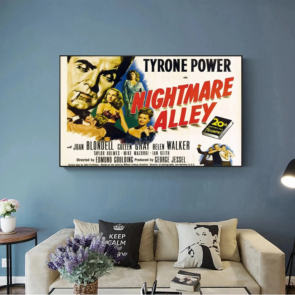 

Nightmare Alley (1947) Poster Film Noir Wall Decor Print Tyrone Power, Joan Blondell, Coleen Gray, and Helen Walker Art Gift