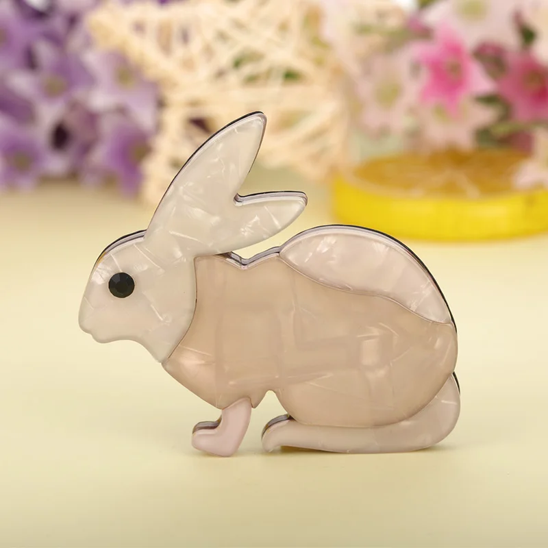 Детская/женская брошь в виде кролика Blucome белая акриловая из ацетатного волокна