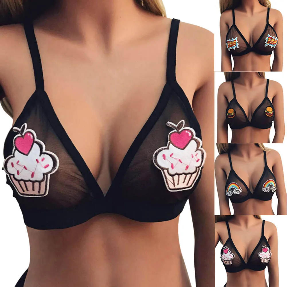 Женский бюстгальтер с вышивкой кружевной без косточек 2019|unpadded bra|bralette bustierlace bralette