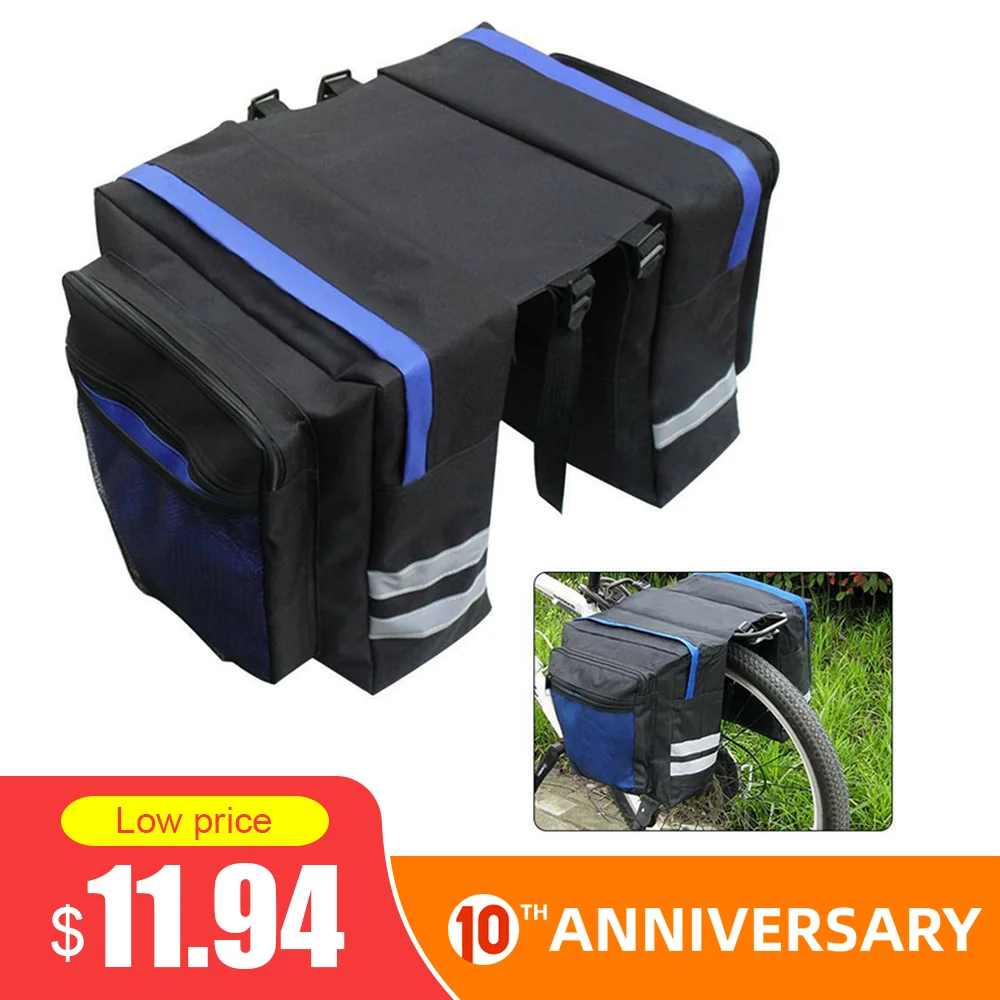 

Bicycle Double-Sided Rear Tail Seat Storage Practical Mountain Bike Luggage Rack Tail Seat Pan Bag With Reflective Strip Luggage