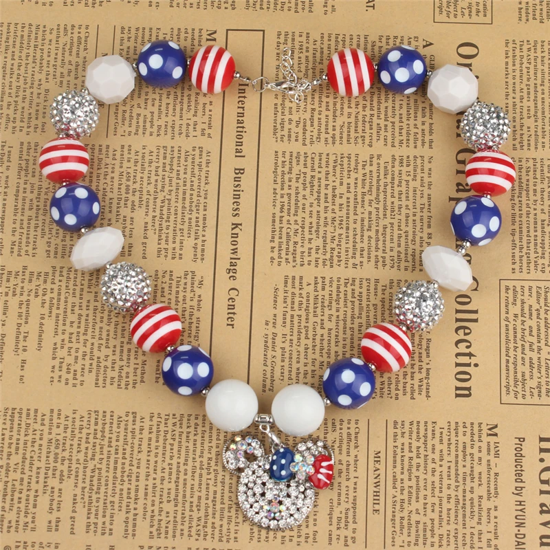 Детское массивное ожерелье радужная мышь голова Минни мультяшное из жвачки