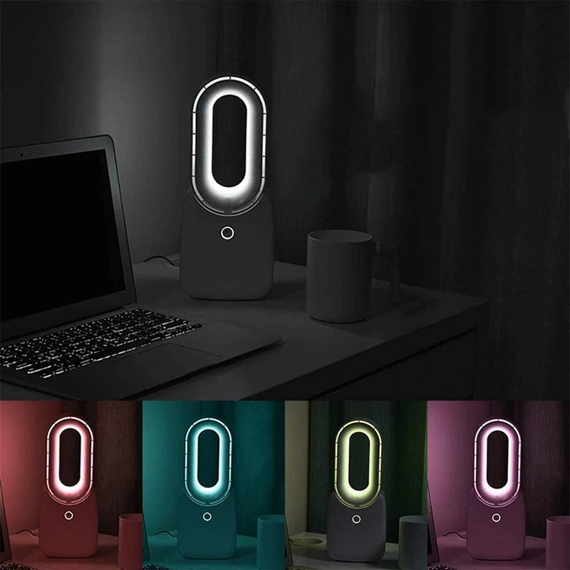 

Desk Fan, Bladeless Fan Air Multiplier Cooler Fan, with Press Control 5-Colors Decorative LED Light for Office Home