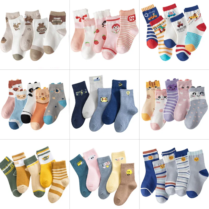 5 пар мягких хлопковых детских носков, детские носки с милым мультяшным принтом, носки для новорожденных, повседневные носки для девочек и мальчиков от 1 до 12 лет носки детские носочки для новожденных носки детские ма