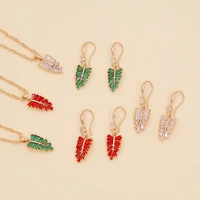 multicolor zircon leaf pendant necklace trend jewelry fashion temperament necklace for women
