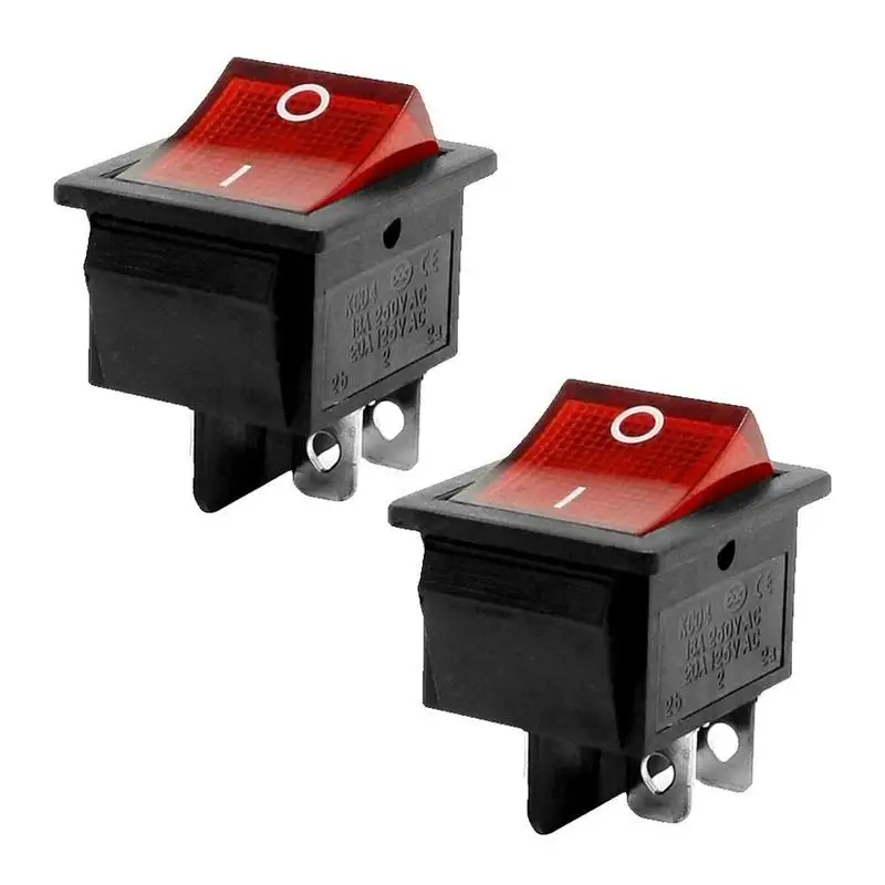 

2 Pcs Red Light Rocker Switch 15a/250v Ac 2 Pin On/off Lighting with Equipment 3.12.5cm Power Toggle Switches Supply Elect G8H2