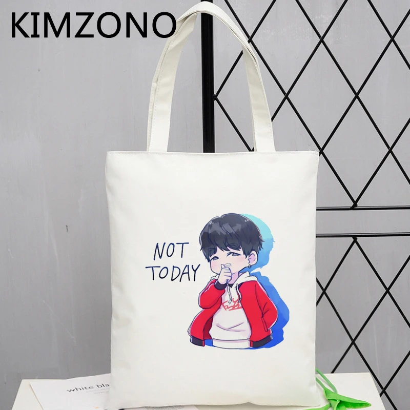 

Bangtan Boys shopping bag recycle bag grocery tote cotton shopping bolsa bag net fabric tote woven sacolas