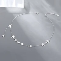 shiny silver color heart geometric tassel chain necklace women wedding choker clavicle accessories beads star fashion gifts
