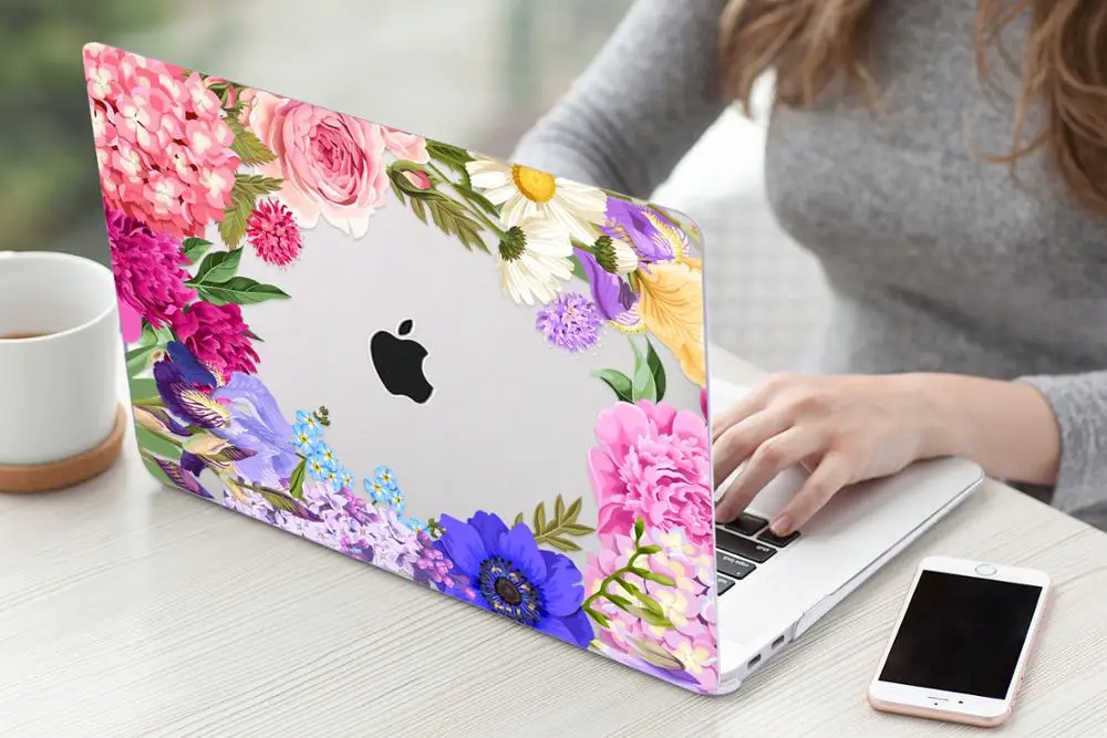 Цветочный чехол для ноутбука MacBook Air 13 A1466 A1932 Pro 13 15 16 дюймов Сенсорная панель A2141 a2159 пластиковый жесткий чехол Keybaord