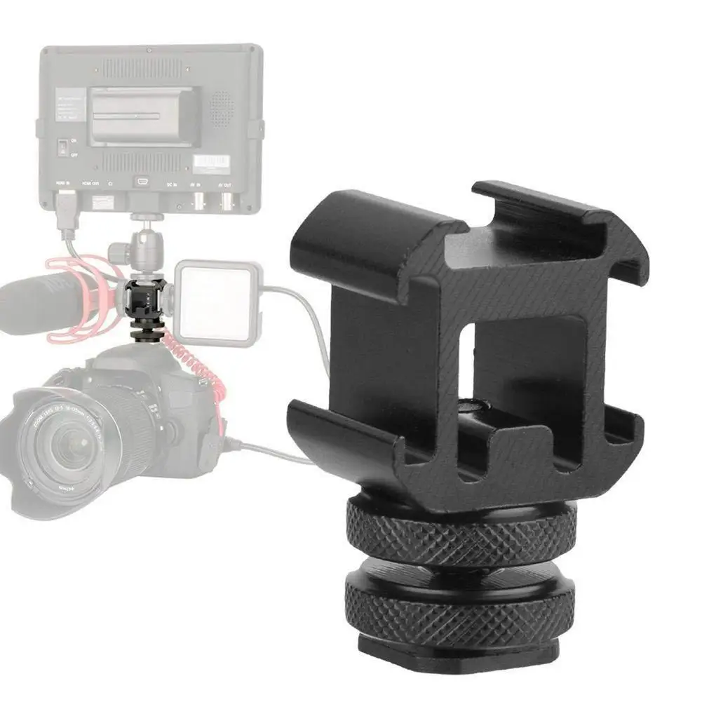 

3 Cold Shoe Mount Adapter On-Camera Mount Adapter For Nikon Sony DSLR Camera For LED Video Light Microphone Monitor