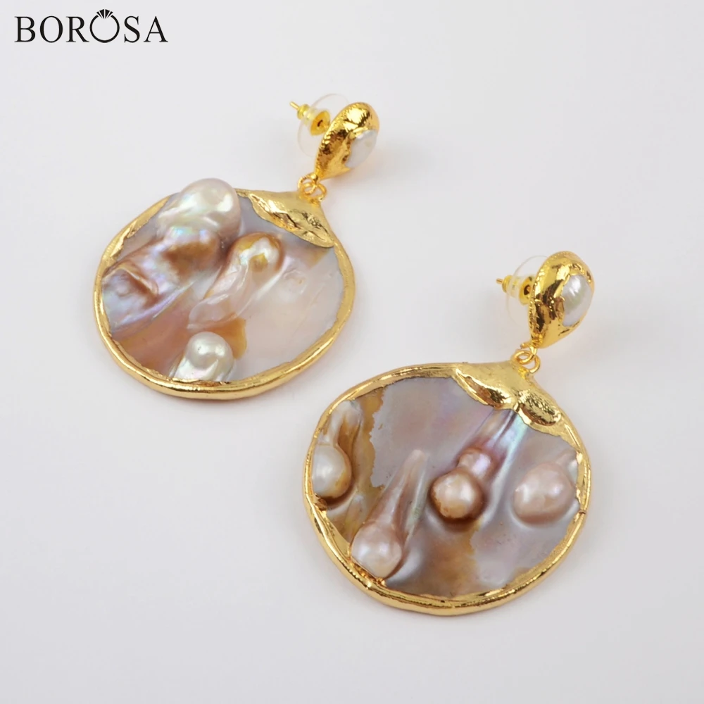 Женские жемчужные серьги BOROSA 3/5 пар круглые висячие из натурального жемчуга и