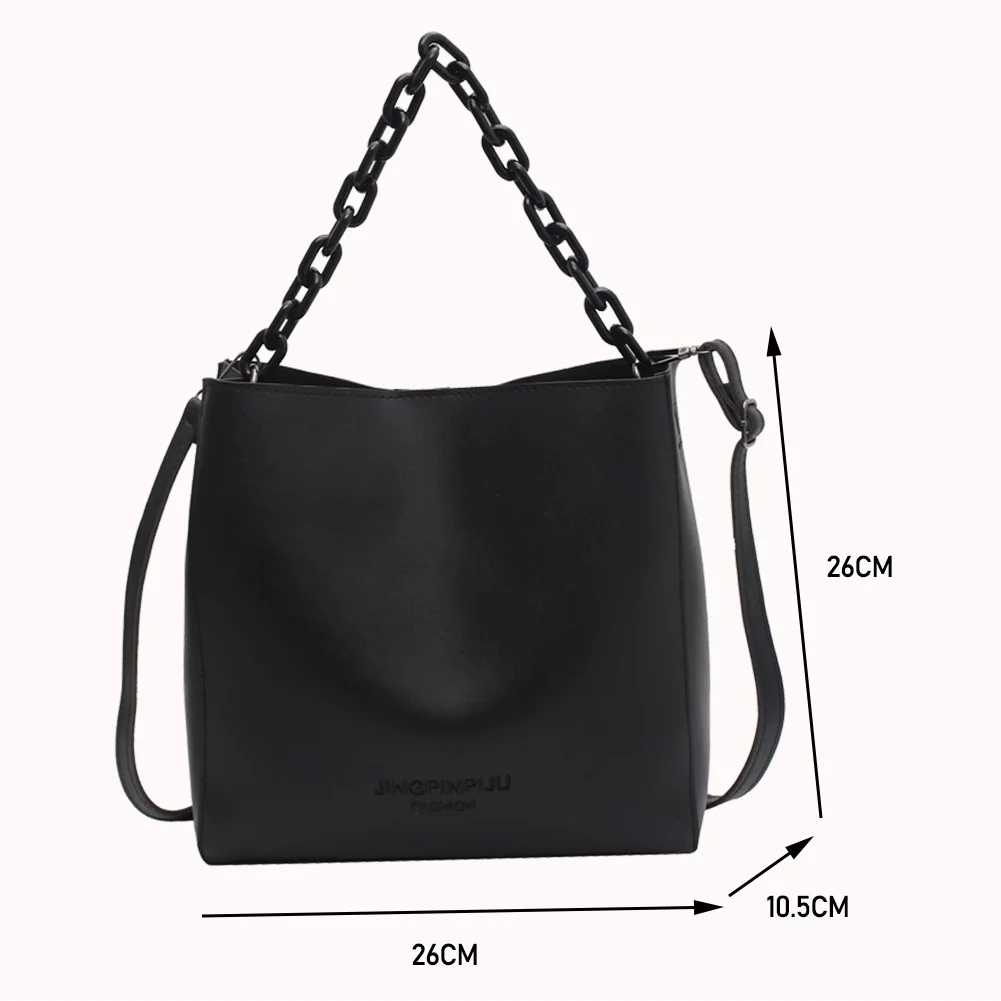 

Youth Ladies Simple Versatile Bag Simple PU Leather Shoulder Messenger Bag Composite Set Female Solid Chain Totes